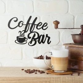 Shimeyao Coffee Sign for Coffee Station Metal Coffee Bar Hanging Wall Art Decor Black Coffee Cup Wall Decor Letter Sign Farmhouse Kitchen Wall Decor for Cafe Restaurants Hanging(Coffee Bar)