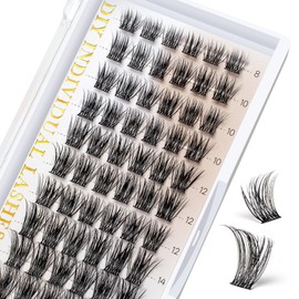 BEFER Lash Clusters, 72 Pcs D Curl Eyelash Clusters Super Fluffy Lightweight Individual Lashes 8-16MM Cluster Eyelash Extensions Soft Comfortable Wispy Natural Lashes DIY At Home(Serenity,FD27)
