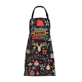 ENSIANTH Merry Christmas Aprons for Women Men Christmas Kitchen Cooking Apron with Pockets Merry Christmas Gifts Chef Baking Apron (24109 christmas apron)