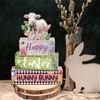 4 Pcs Easter Table Decorations Bunny Tiered Tray Decor Wooden