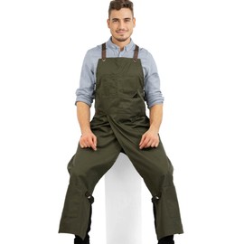 Under NY Sky Pottery Moss Green Apron – Full Coverage Cross-Back, Durable Twill, Leather Reinforcement and Overlapping Split-Leg, Adjustable for Men and Women – Pottery Artist, Mechanic, Tattoo Apron