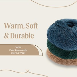 Yarnalia Skylark Yarn | Fingering Weight Yarn | Composed of Superwash Wool | Easy Care (2-Pack, 100g/350yd Each) (Hazelnut)