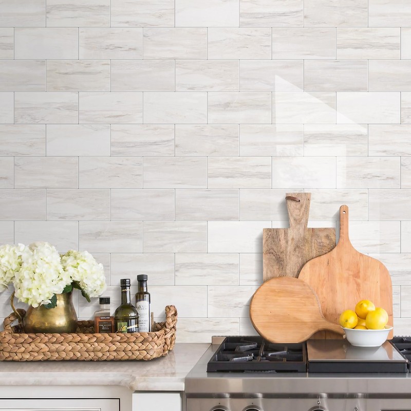 STICKGOO Subway Tile Peel and Stick Backsplash, Glossy Light Brown