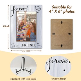 Zgogy Friendship Gifts Picture Forever 4 x 6 Friends Picture Frame, Wooden Picture Frame With Iron Stand Display Frame Home Decor, Photo Gifts For Friends - Forever Friends - 4x6 Vertical Photo -60
