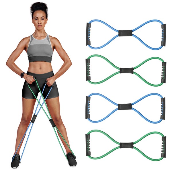 RENRANRING Figure 8 Fitness Resistance Bands with Handles - Exercise Tube Band Set of 3 for Arm and Shoulder Stretch