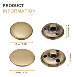 HARFINGTON Metal Antiqued Button Set 15mm 20mm Round Metal Sewing Button Brass Shank Replacement Button for Men Women Blazer Suit Woolen Coat Shirt Jacket Trousers Sewing Crafts, Bronze