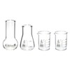Laboratory Glass Flask and Beaker Shot Glasses - Set of 4 Premium Borosilicate 3.3 Glass Labware - hBAR at Home Series