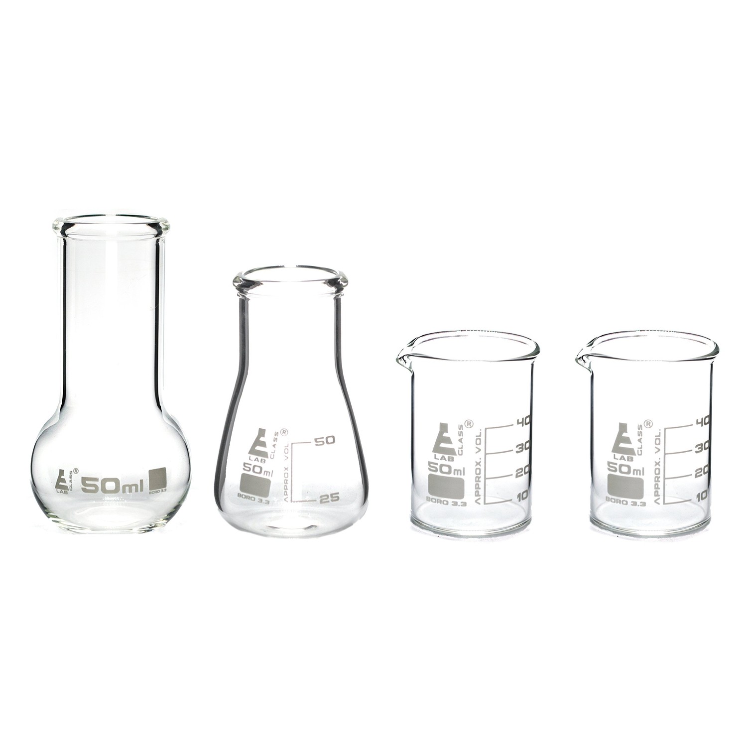 Laboratory Glass Flask and Beaker Shot Glasses - Set of 4 Premium ...