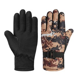 XGOPTS Kids Winter Camouflage Gloves Full Finger Gloves Non-Slip Boys Girls Warm Gloves for Outdoor Sports Training Skiing Cycling, 8-12Y