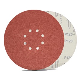 FEIHU 225 mm Sanding Disc 8 Holes P120 Grit. 9 Inch Hook and Loop Discs Sandpaper. 225mm Sanding Discs Pads,Grinding Wheels Diameter 225mm red Punched.For Drywall Sander Sanding Pads -15pcs