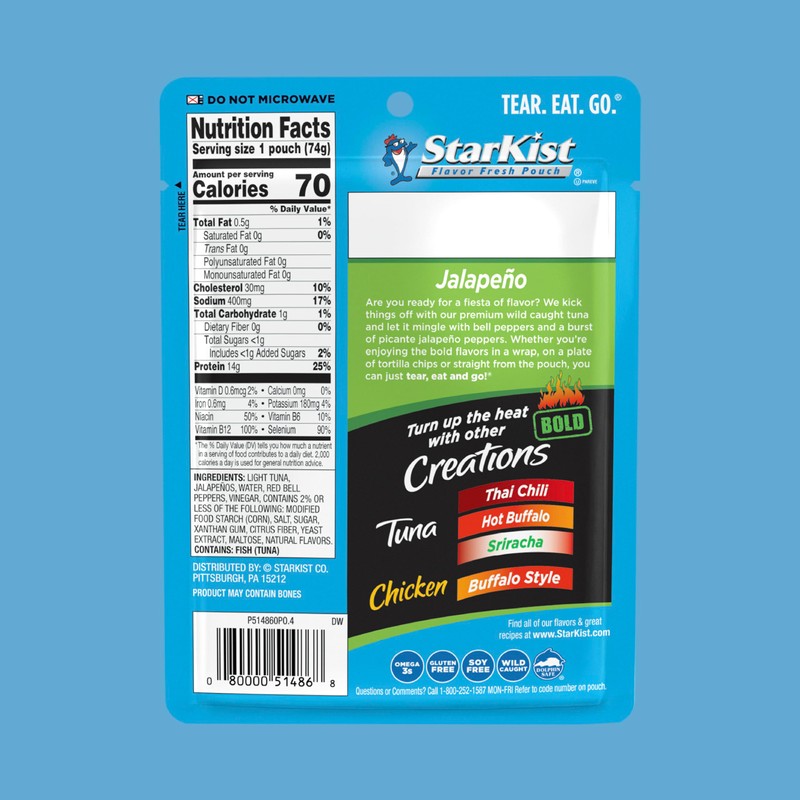 StarKist Tuna Creations BOLD Jalapeño, 2.6 oz Pouch (12 Pack)
