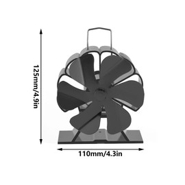 6 Blades Heat Powered Stove Fan Wood Burning Stove Fireplace Fan Circulates Warm/Heated Air Fan for Gas/Pellet/Wood/Log Stoves