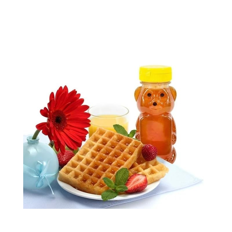 2Pcs Yellow 8 Oz Plastic Bear Honey Bottle Jars, Empty