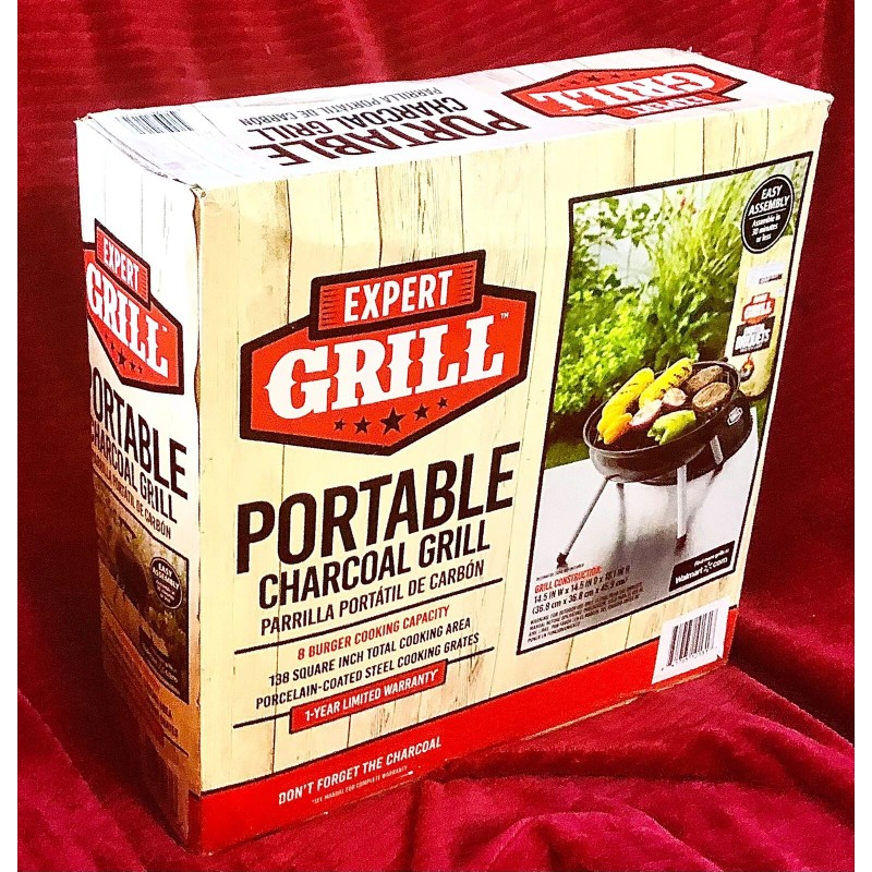 Expert Grill Porcelain Coated portable charcoal grill 18.1”x 14.5” w