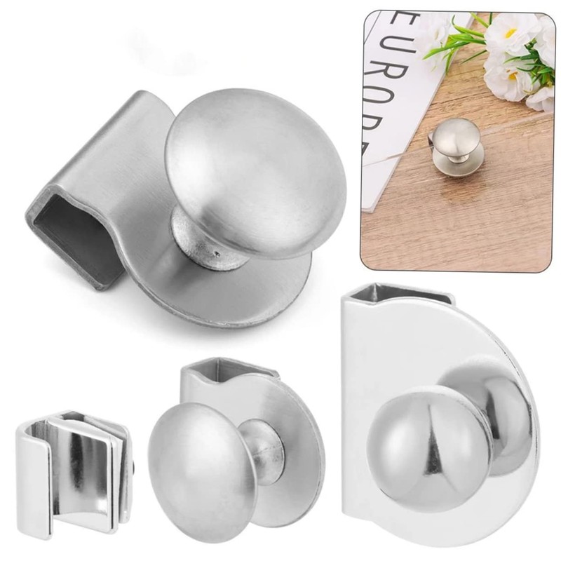 TEHAUX 2pcs Glass Door Pull Handles Glass Cabinet Clips for