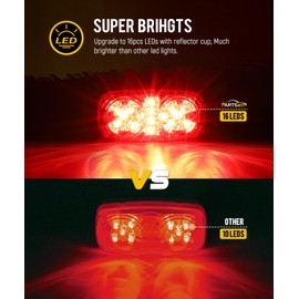 Partsam 11Pcs Upgrade Double Bullseye Amber/Red 16LED Marker Lights with Reflector Cup, Side Marker Clearance Lights with Bullet Connectors for Trailer RV Camper Motorhome, 12V, (4 Amber + 7 Red)