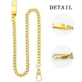 Tiong Gold Clip Pocket Watch Chain Twisted Thick Vintage Metal Alloy Watch Chain Link Vest for Your Pocket Watches