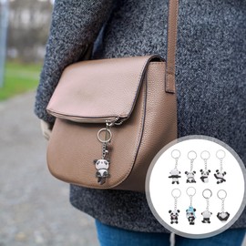 BESTYASH 8Pcs Cute Panda Keychain Set - Lightweight Pvc Metal Key Ring Accessories for Bags, Keys, and Decoration, Stylish Bag Charms for Women and Kids
