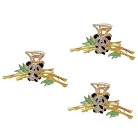 BIUDECO 3pcs Metal Claw Clip Decorative Panda Hair Clip Elegant Hair Accessories for Medium