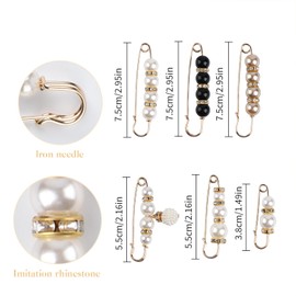 Vukehon Modesty Pins, 6Pcs Simulation Pearl Anti Exposure Fixed Brooches Set, Brooches for Women UK, Safety Pin for Sweaters, Shawls, Pants