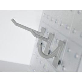 PegPro® J, 1", 2" Hooks Kit for Modern Plastic or Metal Pegboard – Durable Plastic Pegboard Hooks - For Garage, Kitchen, Craft Room, and more (J, 1", 2" Hooks - 50 Pack, Gray)