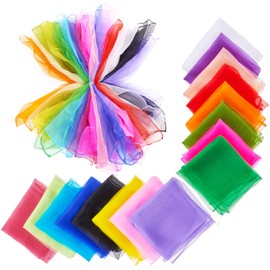 THE TWIDDLERS 32 Chiffon Cloths Juggling Towels Silk Scarves for Nursery and as a Gymnastics Towel 60 x 60 cm Colourful Dance Towels 2 Pieces per Colour