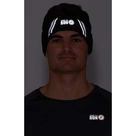 Time To Run Running Headband For Men & Women - Lightweight Windproof Thermal Quick Dry Wicking Reflective Print Black