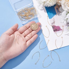 UNICRAFTALE 40Pcs 18K Gold Plated Earrings Hooks U Shape Earring Hooks Ear Wire Fish Hook Golden Dangle Earring Earrings Hook Accessories for DIY Jewelry Making Findings