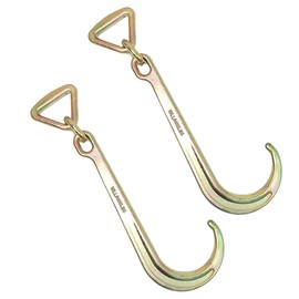 Boxer Pro Tow Hook - 2 Pack 15” Axle J Hook G70 with Delta Ring End - 5400 Working Load Limit - Towing, Tow Trucks, Wrecker Truck