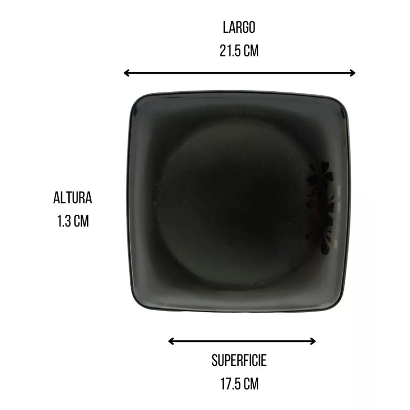 Anforama Vajilla Cuadrada Tipo Plastico Melamina Azul/ Negro 20piezas