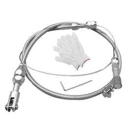 36" Braided Throttle Cable Kit, Universal Accelerator Adjustable Throttle Cables Replacement, Stainless Steel Fuel Line Gas Cable Kit with Aluminum Fitting & Ferrule for Most Vehicles (36 Inch)