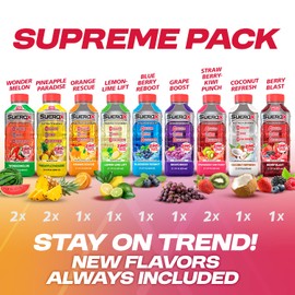 SueroX Sugar-Free Sports Drink for Hydration and Recovery, Electrolyte Hydration Drink with 8 Ions, Zero Calorie Sports Drinks with Electrolytes, Supreme Pack, 21.3 Fl Oz, 12 Count