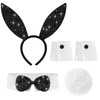 Bohend Rhinestone Bunny Costume Accessory Set - Black Ears Headband,