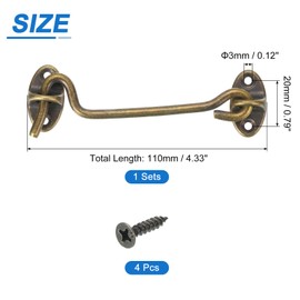 uxcell 4" Hook and Eye Latch, Barn Door Lock Brass Cabin Hook Privacy Door Gate Hooks for Window Sliding Door Fence Shed, Bronze