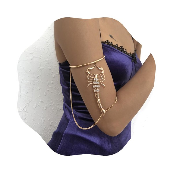 wekicici Scorpion Arm Bracelet Upper Arm Cuff Rhinestone Chain Wrap