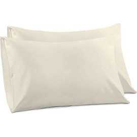 DAZZLE COLLECTION 100% Egyptian Cotton Sheet 200 Thread Count Bed Fitted Sheet Hotel Quality Bedding Set Soft & Crisp Cotton Caravan Campervan (Pair Of Pillow, Cream)