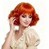 Rugelyss Short Curly Wavy Auburn Copper Red Wig with Bangs