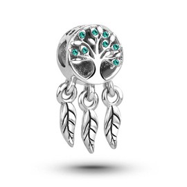 KunBead Jewelry Dream Catcher Family Tree Forever Beads Crystal Dangle Charms for Bracelets Necklace
