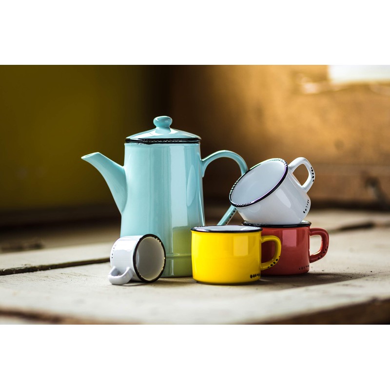 Abbott Collection Enamel Look Stoneware Cappucino Cup, Red