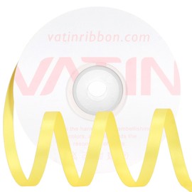 VATIN Double Face Lemon Yellow Satin Ribbon 1/4" Continuous 25 Yards,Yellow Polyester Fabric Ribbon use for Bows Bouquet, Gift Wrapping, Floral Arrangement Wedding Decoration
