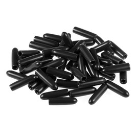 TOP-VIGOR 50Pcs Rubber End Caps, 2mm ID Round Flexible Screw End Caps Thread Protectors, Black Vinyl Bolt Covers Rubber Covers for Screws, Tubes, Cables, Wires, Cyling, etc