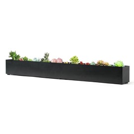GZGNEEVL Trough Rectangle Planter Window Sill Planter Box Long Window Planters Modern Galvanized Steel Succulent Planter Black Metal Windowsill Pot 32 in for Indoor Plants Herb Table Home Outdoor