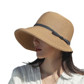 [Liebendo] キャスケット レディース 帽子 麦わら帽子 小顔効果 通気性 風通し 折りたたみ ハット 軽い UVカット 日焼け 蒸れない 遮光 夏 春 秋 (キャメル)