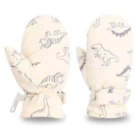Peecabe Baby Boys Girls Winter Gloves Warm Fleece Toddler Mittens for Kids Unisex Waterproof Snowboard 1-5 Years (Beige, 3-5 Years)