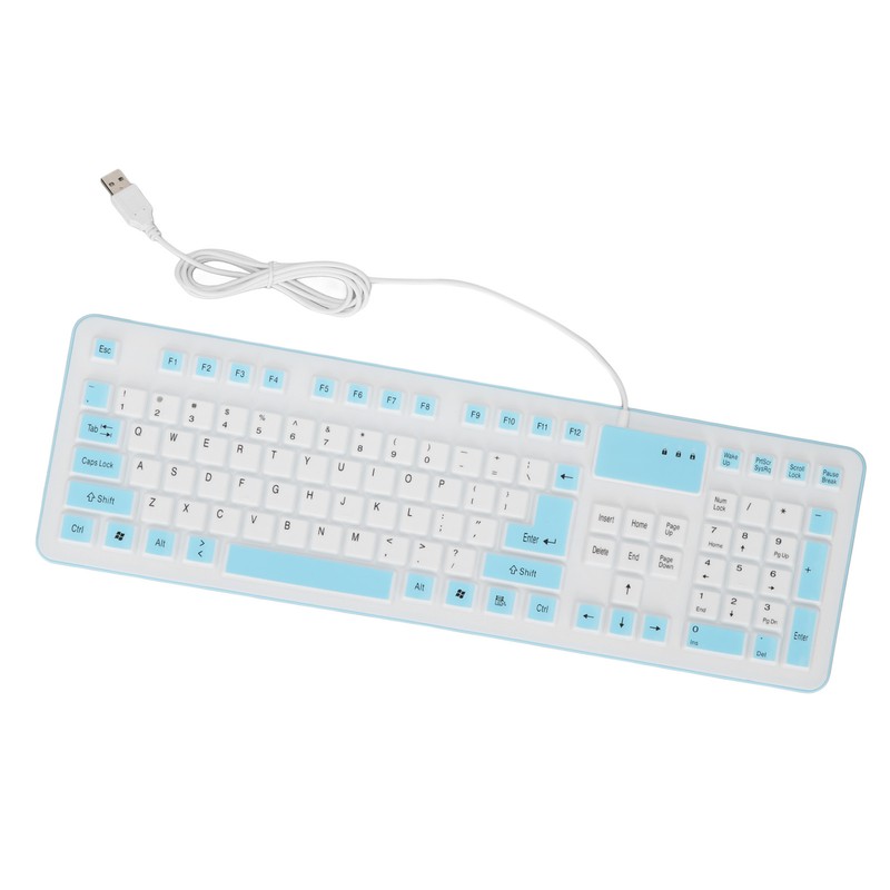 Foldable Silicone Keyboard 106 Keys Waterproof Dustproof Foldable USB Wired