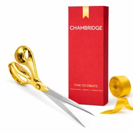 Gold Grand Opening Kit - Forbici da 27,9 cm per cerimonia di taglio del nastro e nastro di raso dorato per grandi inaugurazioni, eventi speciali e inaugurazioni