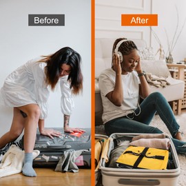 TABITORA Travel Portable Hanging Shelves Closet Organizer Packing Luggage Storage with Multifunctional and Foldable Invisible Compartment,Lightweight, for Suitcase, RV,Closet…Yellow,XL