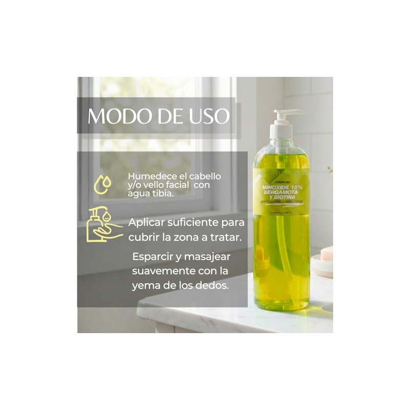MinoxidilMax Shampoo Fórmula Patentada Cabello y Barba, Presentación 1 Litro