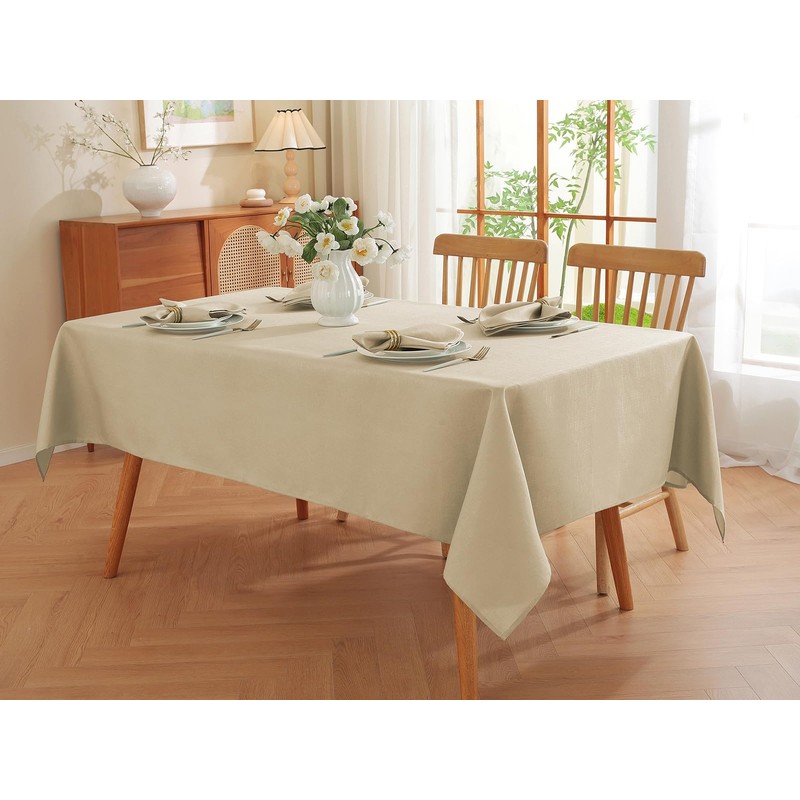 SASTYBALE Linen Textured Rectangle Tablecloth, Water Resistant Wrinkle Free &
