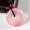 Women's Donut Necklace Pendant, Natural Pink Chalcedony Agate Lucky Stone